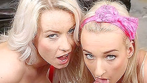 Sexy blonde gets a lesson in her pussy and mouth