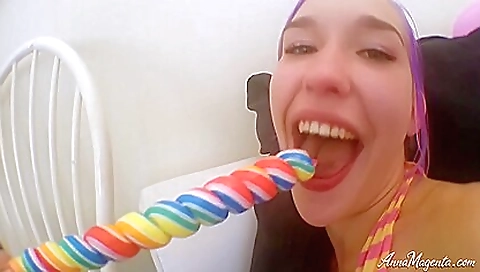 Horny slut takes a creampie in her mouth